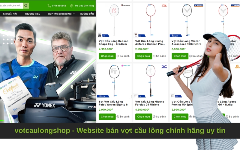 votcaulongshop - Website bán vợt cầu lông chính hãng uy tín