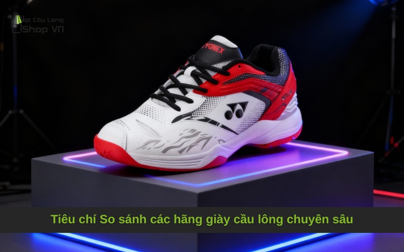 Tiêu chí So sánh các hãng giày cầu lông chuyên sâu